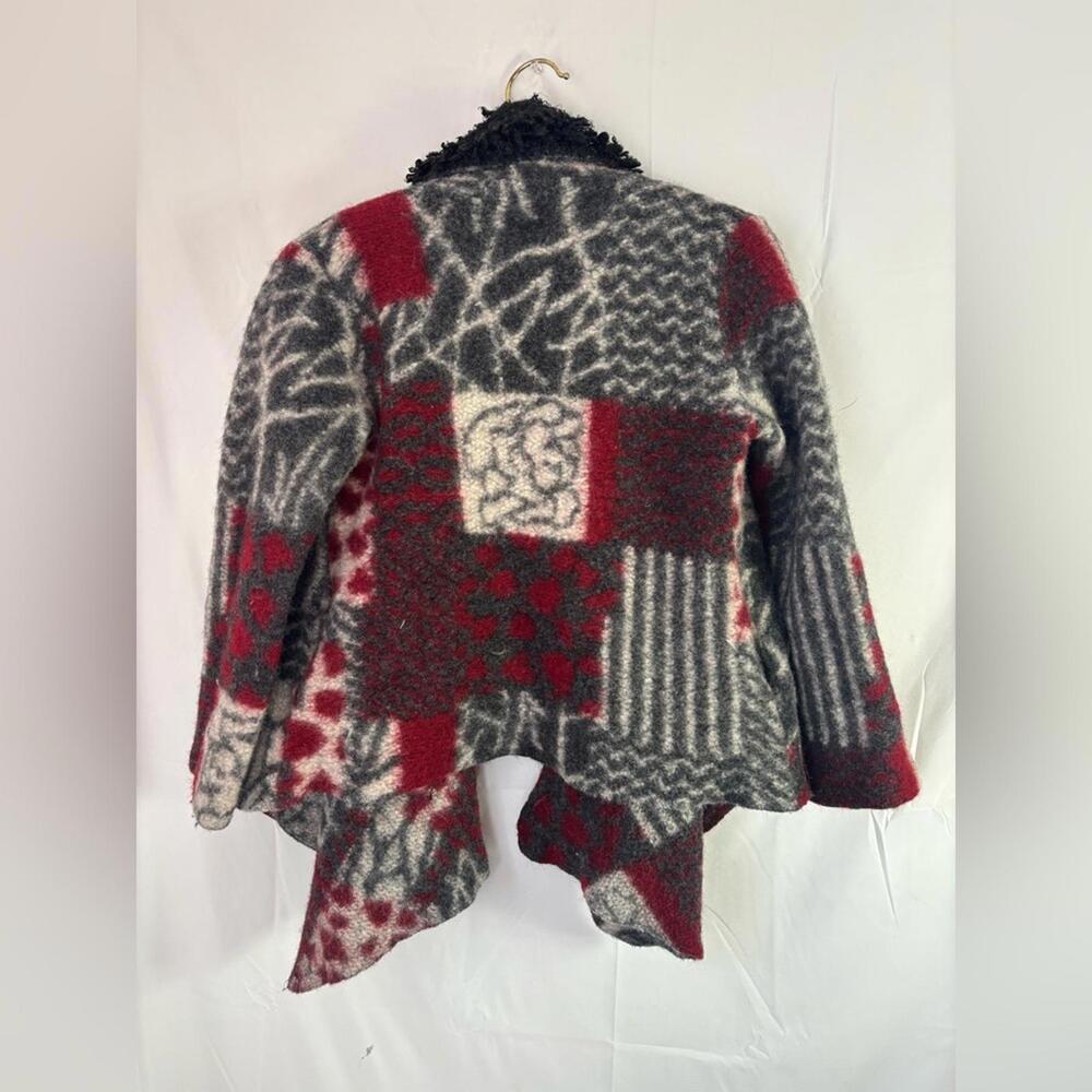 VTG Sak’s 5th Ave Boho Wool Blend Shaggy Collar Coat Cardigan Size M-L - Picture 3 of 10